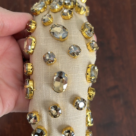 Lele Sadoughi Embellished Linen Knotted Headband Natural NWT - Picture 10 of 13
